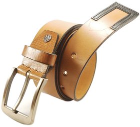 Nahsoril Genuine Leather Tan Color Belt With Super Heavy Pin Buckle - L-005