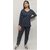 Arjey's Women's Cotton Printed Night Suit Set of Full sleeves T Shirt with Pyjama - Navy Blue