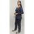 Arjey's Women's Cotton Printed Night Suit Set of Full sleeves T Shirt with Pyjama - Navy Blue