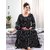 Women's 1pc Black Striped Printed Nighty Nice Quality Soft Night Gown Maxi 1438D Daily Limited Edition Bedroom Dress