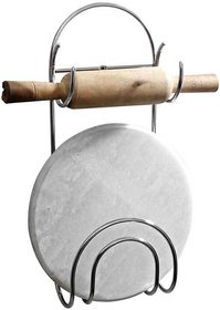 Kartik Original Chakla Belan Stand for Kitchen - 100 Rust-Free Stainless Steel Rolling Pin Board Holder Wall Mount