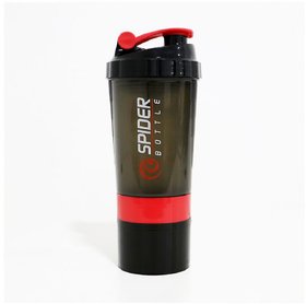Spider Smart Protein Shaker Bottle for gym with 2 Storage Extra Compartment 500 ml Shaker