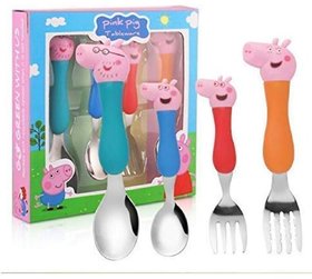 Cute Peppa Pig spoon fork cutlery set for kids