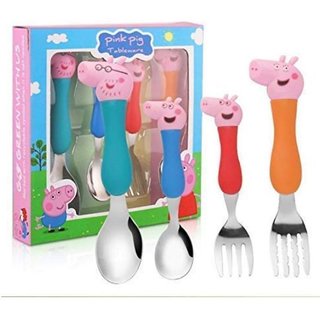 Cute Peppa Pig spoon fork cutlery set for kids