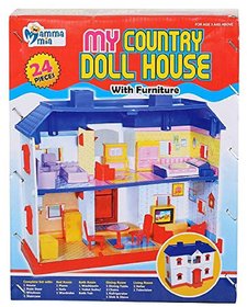 Baby Kids My Country Doll House Play Sets with Living Room , Bed Room, Bath Room, Dining Room  (Multicolor)
