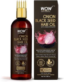 WOW Skin Science Onion Black Seed Hair Oil - 200ml (With Comb Applicator)