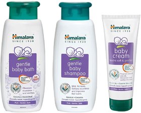 Himalaya Gentle Baby Bath (400ml), Shampoo (400 ml) and Cream, 200ml Combo