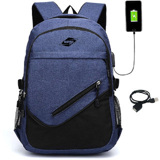 Laptop Backpack With USB Charging Port, Water Resistant with College Computer Bag for Men  Women (Navy Blue)