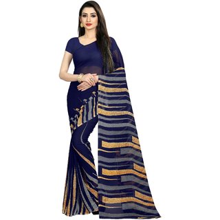 Dori Women's Navy Printed Georgette Saree With Blouse