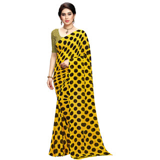 Dori Women's yellow Printed Georgette Saree With Blouse