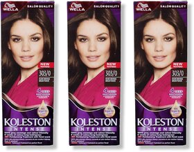 Wella Koleston Color Cream Tube, 303/0 Dark Brown, 60ml (Pack of 3)