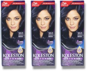 Wella Koleston Hair Color Creme, 301/0, Blue Black 60ml (Pack of 3)