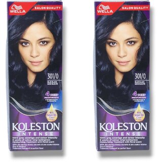 Wella Koleston Hair Color Creme, 301/0, Blue Black 60ml (Pack of 2)