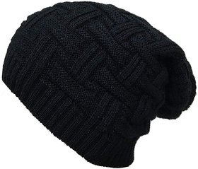 Winter Warm Woolen Long Beanie Cap for Men  Women (Multicolor)