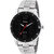 Relish Round Dial Silver Stainless Steel Strap Analog Watch For Men's and Boy's, RE-BB8028 (Black Dail)