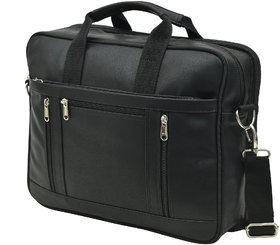 MATRICE laptop cum messenger bag with black faux vegan leather(NE-S-0786-Black)