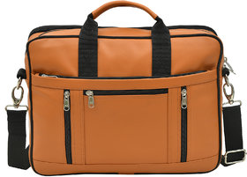 MATRICE laptop cum messenger bag with tan faux vegan leather(NE-S-0786-Tan)