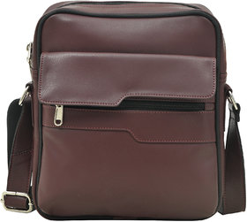 MATRICE messenger bag with cherry faux vegan leather(NE-S-0791-Cherry)