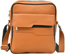MATRICE messenger bag with tan faux vegan leather(NE-S-0791-Tan)