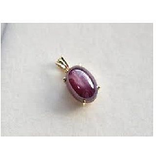                       JAIPUR GEMSTONE-Natural Star Ruby 5.50 Ratti Semi Precious Pink Colour Star Ruby Original Certified Gemstone Pendant                                              