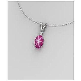                       JAIPUR GEMSTONE-5.25 Carat / 5.5 Ratti Natural and Precious Star Ruby Gemstone Pendant by Lab Certified                                              