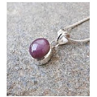                       JAIPUR GEMSTONE-Natural Star Ruby 5.00 Ratti Semi Precious Pink Colour Star Ruby Gemstone Pendant for Unisex                                              