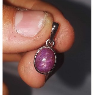                       JAIPUR GEMSTONE-5.50 Ratti Beautiful and Rare Star Ruby Stone Amazing Star Effect - Six Rays Light Pendant for Unisex                                              