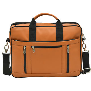                       MATRICE laptop cum messenger bag with tan faux vegan leather(NE-S-0786-Tan)                                              