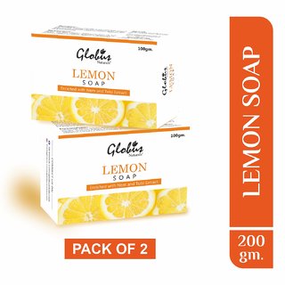                      Globus Naturals Lemon Soap Enriched with Neem and Tulsi Extract 100g (Pack of 2)                                              