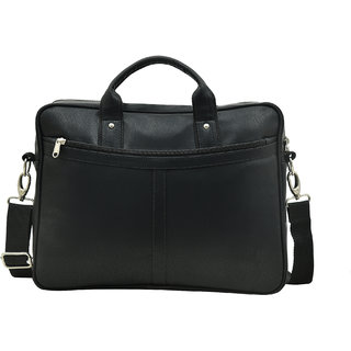 MATRICE laptop cum messenger bag with black faux vegan leather(NE-S-0790-Black)