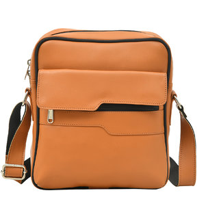                       MATRICE messenger bag with tan faux vegan leather(NE-S-0791-Tan)                                              