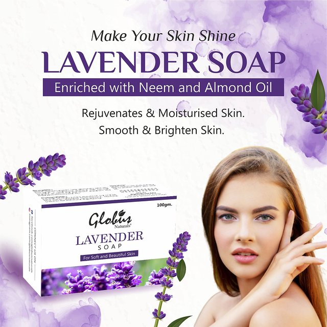 Globus Naturals Lavender Soap for Soft and Beautiful skin 100g (Pack of 3)