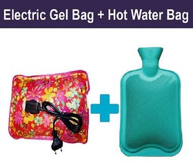 Combo of 1 Ltr Hot Water Bag with Electric Heating Gel Pad and Non Electrical 2 L Hot Water Bag / Hot Rubber Water bottl