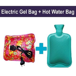 Combo of 1 Ltr Hot Water Bag with Electric Heating Gel Pad and Non Electrical 2 L Hot Water Bag / Hot Rubber Water bottl