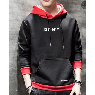                      Ruggstar best hot selling cotton hoodie cotton t-shirt for men(Black Red Don't Hood)                                              