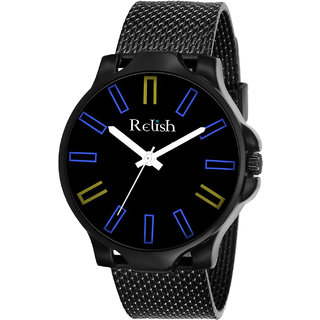                       Relish Round Dial Black Strap Analog Watch For Men's and Boy's, RE-BB8046 (Black Dail)                                              