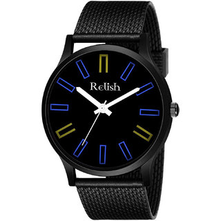                       Relish Round Dial Black Strap Analog Watch For Men's and Boy's, RE-BB8049 (Black Dail)                                              