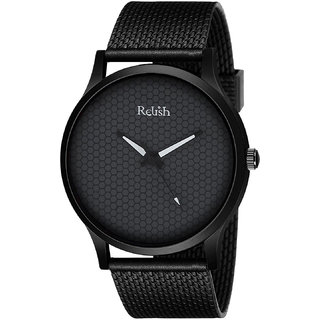                       Relish Round Dial Black Strap Analog Watch For Men's and Boy's, RE-BB8058 (Black Dail)                                              