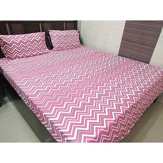                       ABC Printed Queen Size Pure Cotton Double Bedsheet with 2 Pillow Covers (90x100 Inches)                                              