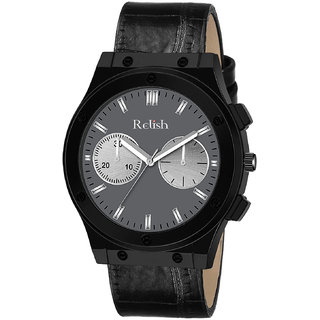                       Relish Analogue Watch for Men's Boys' Black Dial, Black Colored Strap RE-BB8065                                              