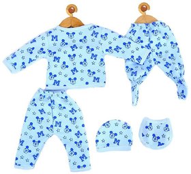 Baby Boys  Baby Girls Applique Pure Cotton Kids Nightwear  (Blue Pack of 1)