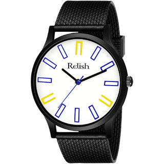                       Relish Round Dial Black Strap Analog Watch For Men's and Boy's, RE-BB8081                                              