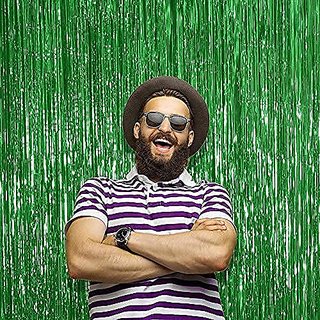                       Hippity Hop Green Foil Curtain, 3ft x 6ft Photo Backdrop for Birthday Party                                              