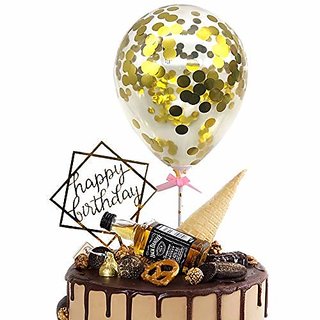                       Hippity Hop Confetti Balloon Cake Toppers 5 Inch with 1 Stck,  1 Tape for Birthday                                              