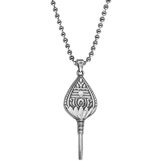                       M Men Style Tripundra Murugan Vel Subrahmanya  Silver  Metal ,Stainless Steel   Pendant Necklace chain For Unisex                                              