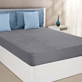 SLEEPSAFE Waterproof Terry Cotton Mattress Protector Bed Protector 72X72, King Size  (Grey Color)