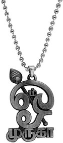 M Men Style South Indian Antique Jewelery Lord Murugan  Grey Silver  Stainless Steel Pendant Necklace Chain For Unisex