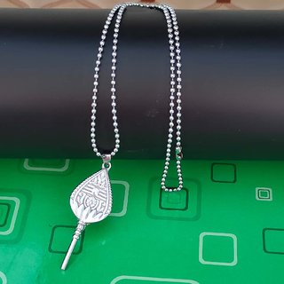                       ShivJagdamba Tripundra Murugan Vel Subrahmanya  Silver  Metal ,Stainless Steel   Pendant Necklace chain For Unisex                                              
