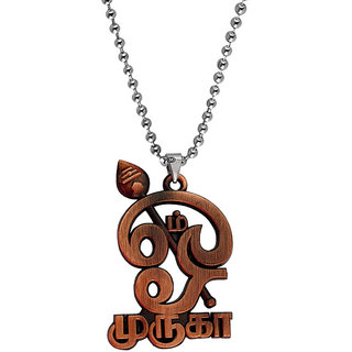                       M Men Style South Indian Lord Murugan Subrahmanya Tamil Om Locket  Copper,Metal  Pendant Necklace Chain For Unisex                                              