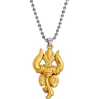 Buy M Men Style Trishul Damru Shiv Symbols Gold Silver Brass